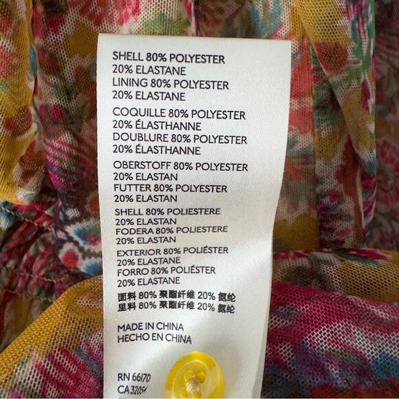 Anthropologie Chiffon Button Up Front 3/4 sleeve top floral stretch layered XS - Picture 9 of 10